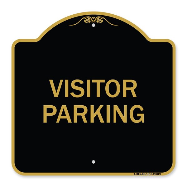 Signmission Reserved Parking Sign Visitor Parking, Black & Gold Aluminum Sign, 18" x 18", BG-1818-23019 A-DES-BG-1818-23019 - main